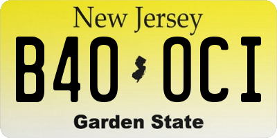 NJ license plate B40OCI