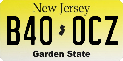 NJ license plate B40OCZ