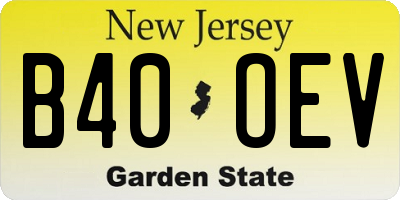NJ license plate B40OEV