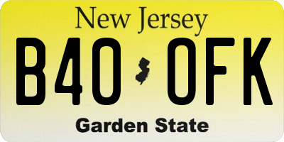 NJ license plate B40OFK