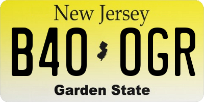 NJ license plate B40OGR