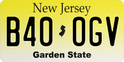 NJ license plate B40OGV