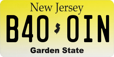 NJ license plate B40OIN