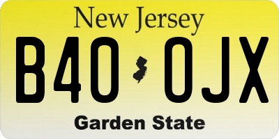 NJ license plate B40OJX