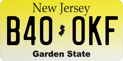 NJ license plate B40OKF