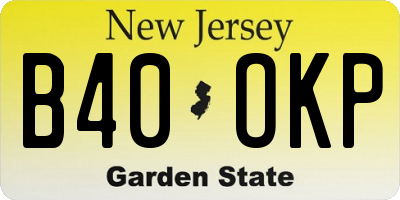 NJ license plate B40OKP