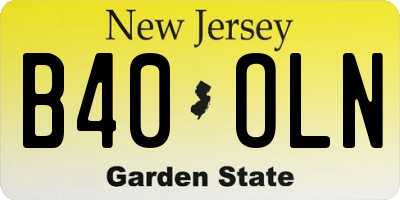 NJ license plate B40OLN