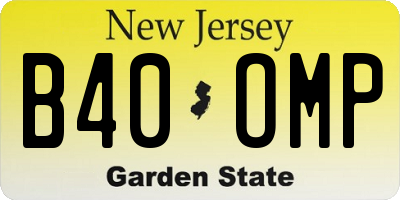 NJ license plate B40OMP