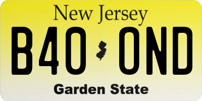 NJ license plate B40OND