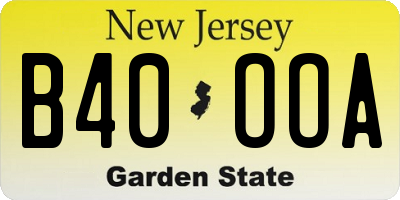 NJ license plate B40OOA