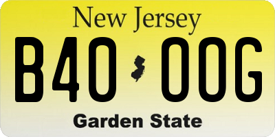 NJ license plate B40OOG