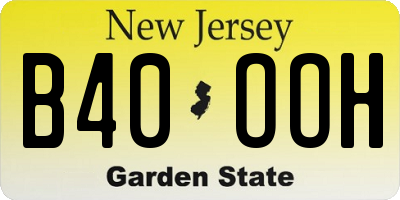 NJ license plate B40OOH