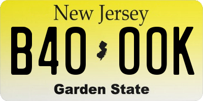 NJ license plate B40OOK