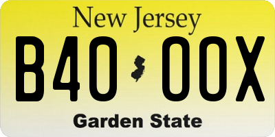 NJ license plate B40OOX