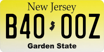 NJ license plate B40OOZ