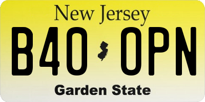 NJ license plate B40OPN