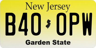 NJ license plate B40OPW
