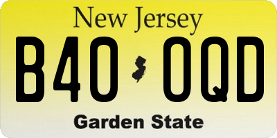 NJ license plate B40OQD