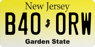 NJ license plate B40ORW