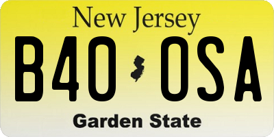 NJ license plate B40OSA