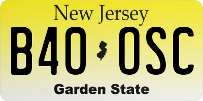 NJ license plate B40OSC
