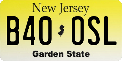 NJ license plate B40OSL