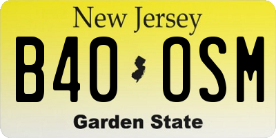 NJ license plate B40OSM