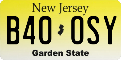 NJ license plate B40OSY