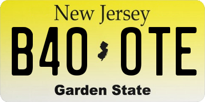 NJ license plate B40OTE