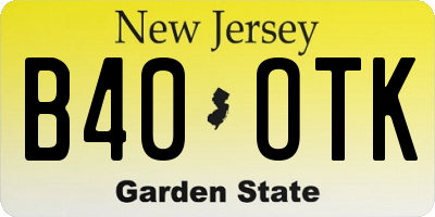 NJ license plate B40OTK
