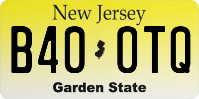 NJ license plate B40OTQ