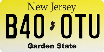 NJ license plate B40OTU