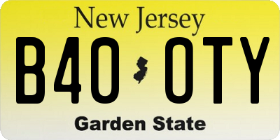 NJ license plate B40OTY