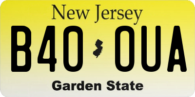NJ license plate B40OUA