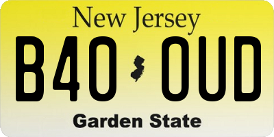 NJ license plate B40OUD