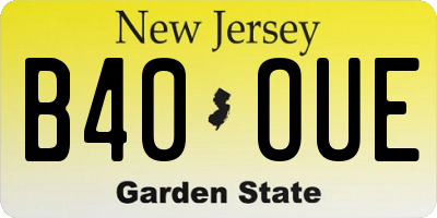 NJ license plate B40OUE
