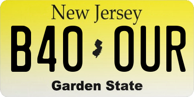 NJ license plate B40OUR