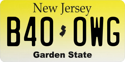 NJ license plate B40OWG