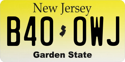 NJ license plate B40OWJ