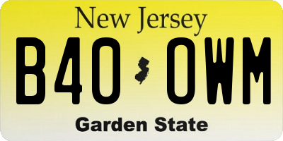 NJ license plate B40OWM