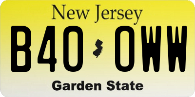 NJ license plate B40OWW