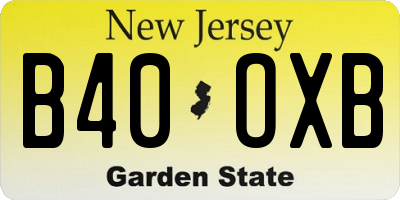 NJ license plate B40OXB