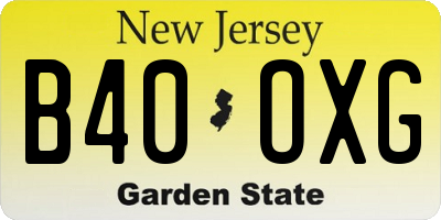 NJ license plate B40OXG