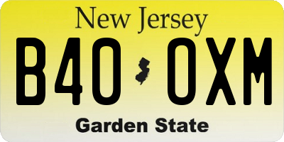 NJ license plate B40OXM