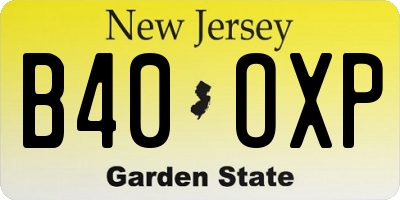 NJ license plate B40OXP