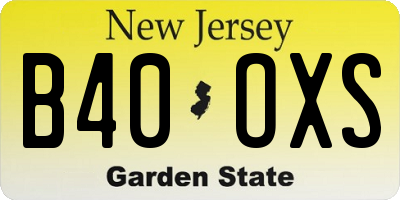 NJ license plate B40OXS