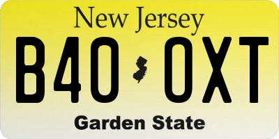 NJ license plate B40OXT