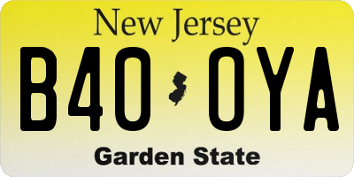 NJ license plate B40OYA