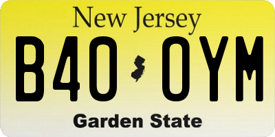 NJ license plate B40OYM