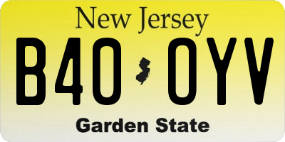 NJ license plate B40OYV